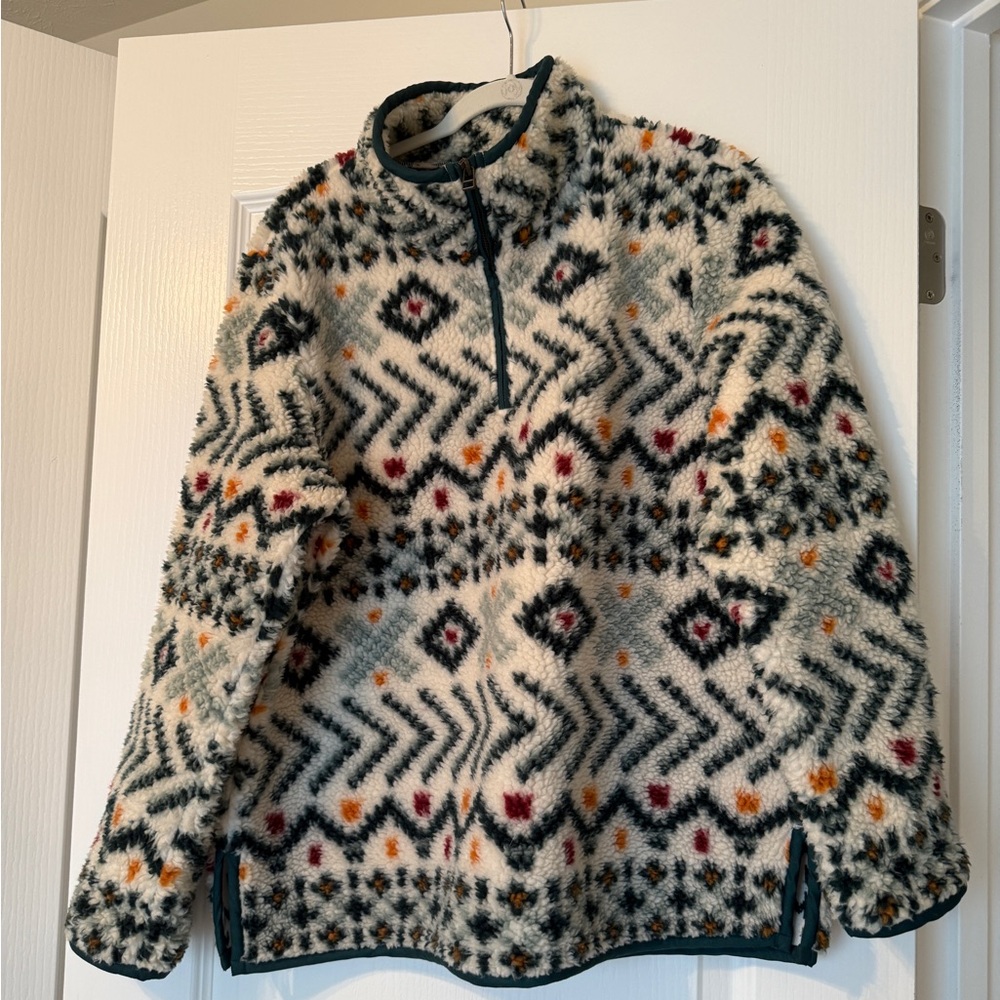 LL Bean Signature Patterned Fleece Pullover